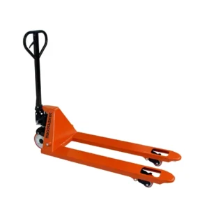 röd gaffellyftvagn med svarta detaljer produktbild